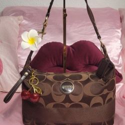 Coach Y2K Brown Signature C Stripe Shoulder Bag 
