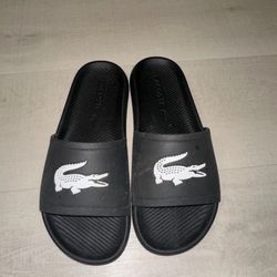 Lacoste Women’s  Croco Slide Sandal - Black/White Size 9.