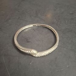 Vintage Monet Silver-plate Rhinestone Bangle Bracelet 2 5/16" Opening- Gorgeous!
