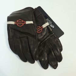 Harley Davison Men's Victory Lane leather Gloves Brown Padded Touch Tech XS