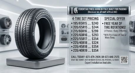🛞 Hot Deals on New Tires! 🛞 ​Get your ride ready with brand-new tires at unbeatable prices! Check out our current inventory and deals below: ​195/65