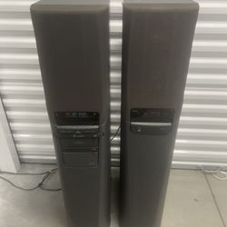 SONY SPEAKER SYSTEM WITH CD PLAYER MODEL SA-V100R & SA-V100L CD & Radio Works. Used in good condition with some minor cosmetic blemishes. These blemis
