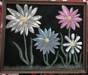 Hand Painted By Local Artist. Daisies Painted On Screen