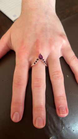 Purple Stone Crown Chevron Ring