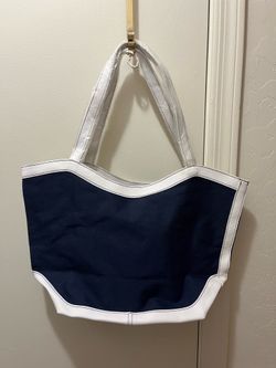 Blue and white hand bag