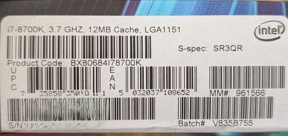 Intel i7-8700K CPU