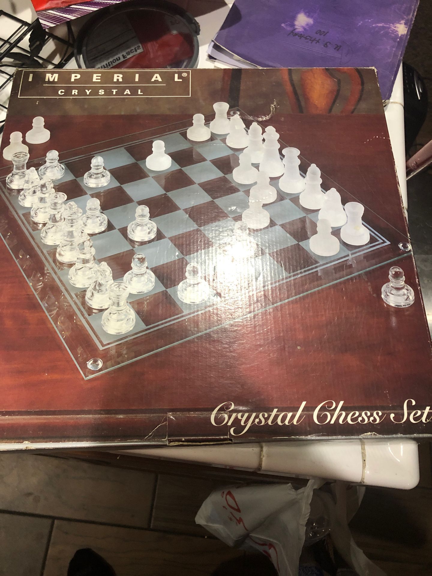 Crystal glass chess set