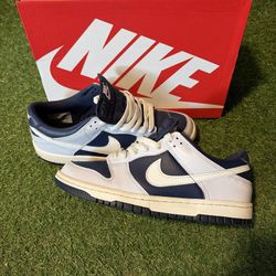 Nike GS Dunk Low Football Grey White Navy Size 7 Men / 8.5 Women