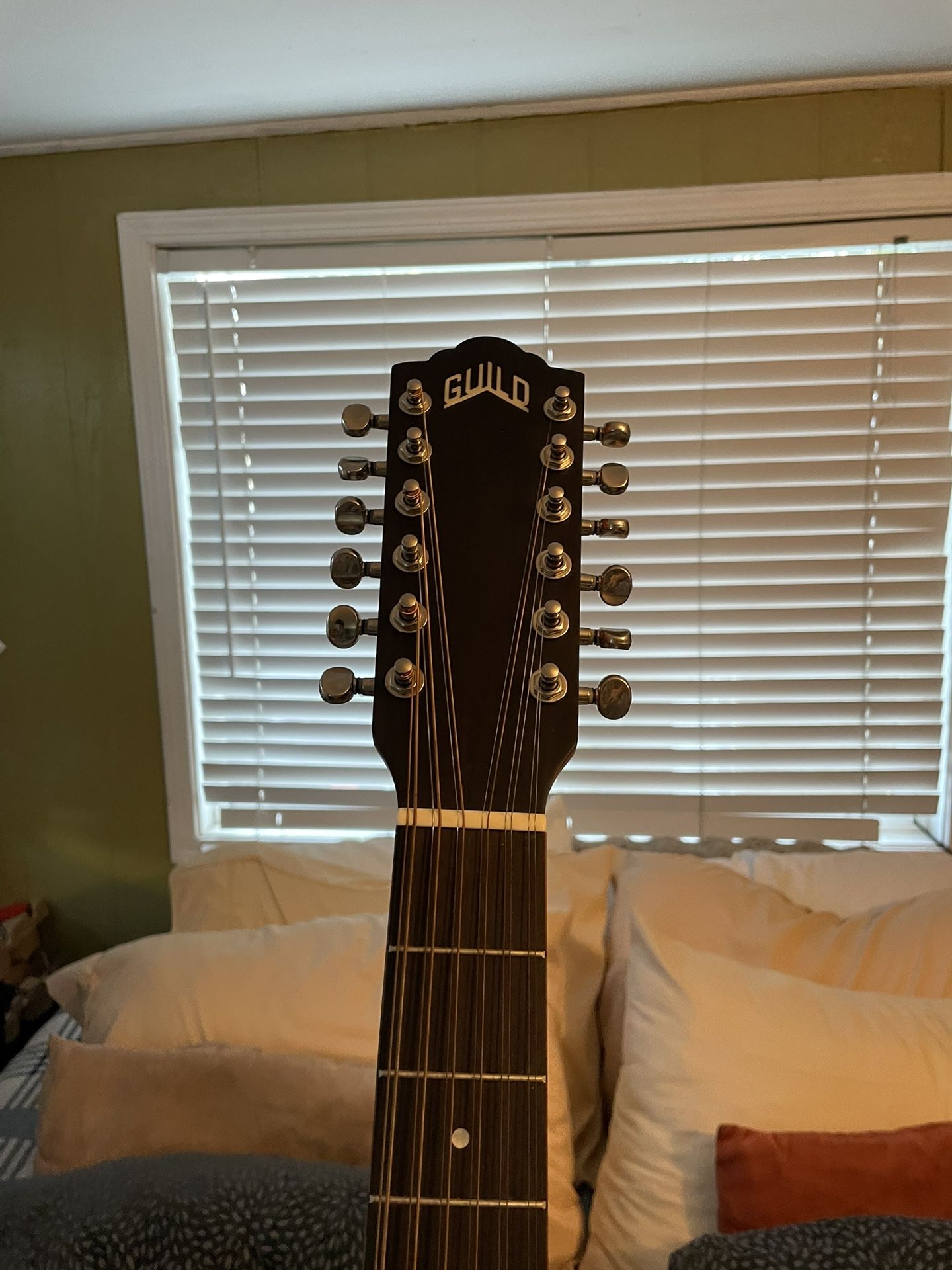 12 String Acoustic Guitar. Excellent Condition. With Strap And Bag.