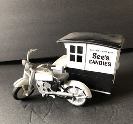 Vintage See’s Candy Die-cast Motorcycle With Side Cart