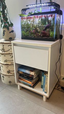 White side table with drawer
