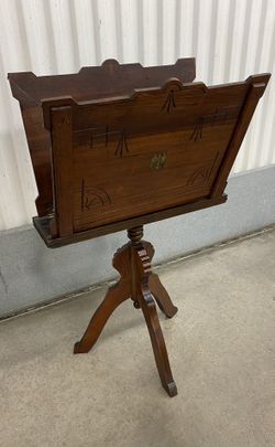 Antique 1800’s Victorian Eastlake Spoon Carved solid mahogany music caddy