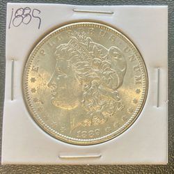 1889 P Uncirculated Morgan Dollar BU 90% Silver Antique Coin
