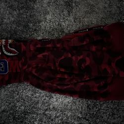 BAPE Color Camo Tiger Shark Wide Full Zip Double Hoodie Red