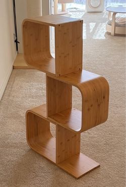 Bamboo S-Shaped Bookshelf – 3 Tier