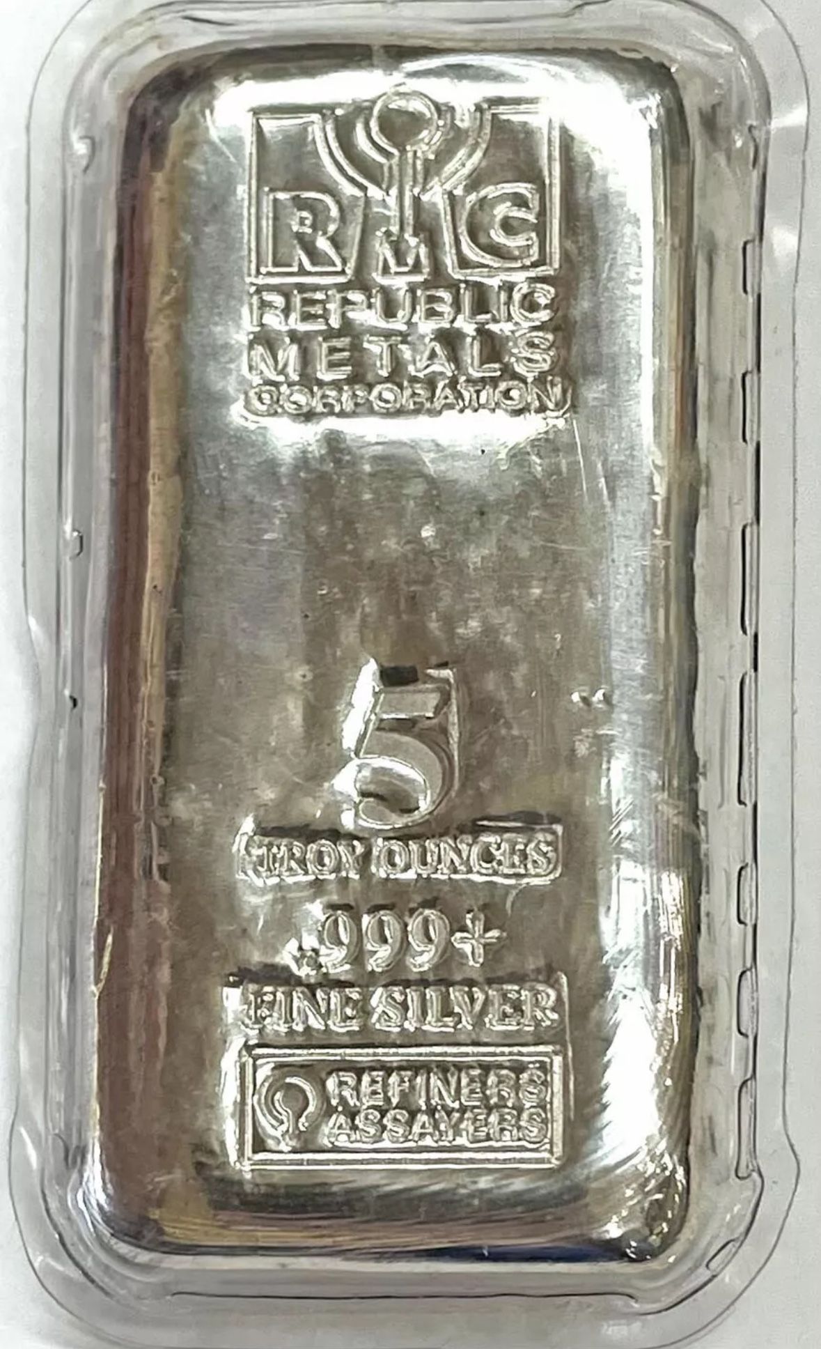 RMC 5 OZ 999 FINE SILVER REPUBLIC METALS CORP. NEW SEALED BAR
