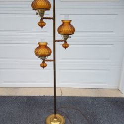 Vintage Amber Pole Lamp 