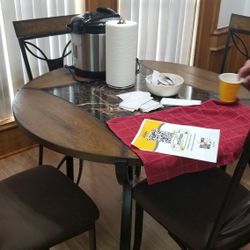 Marble Wood Table With 4 Chairs