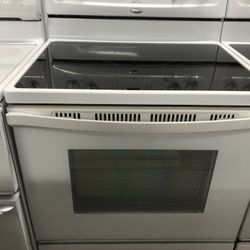 5 Burner White Glass Top Stove 