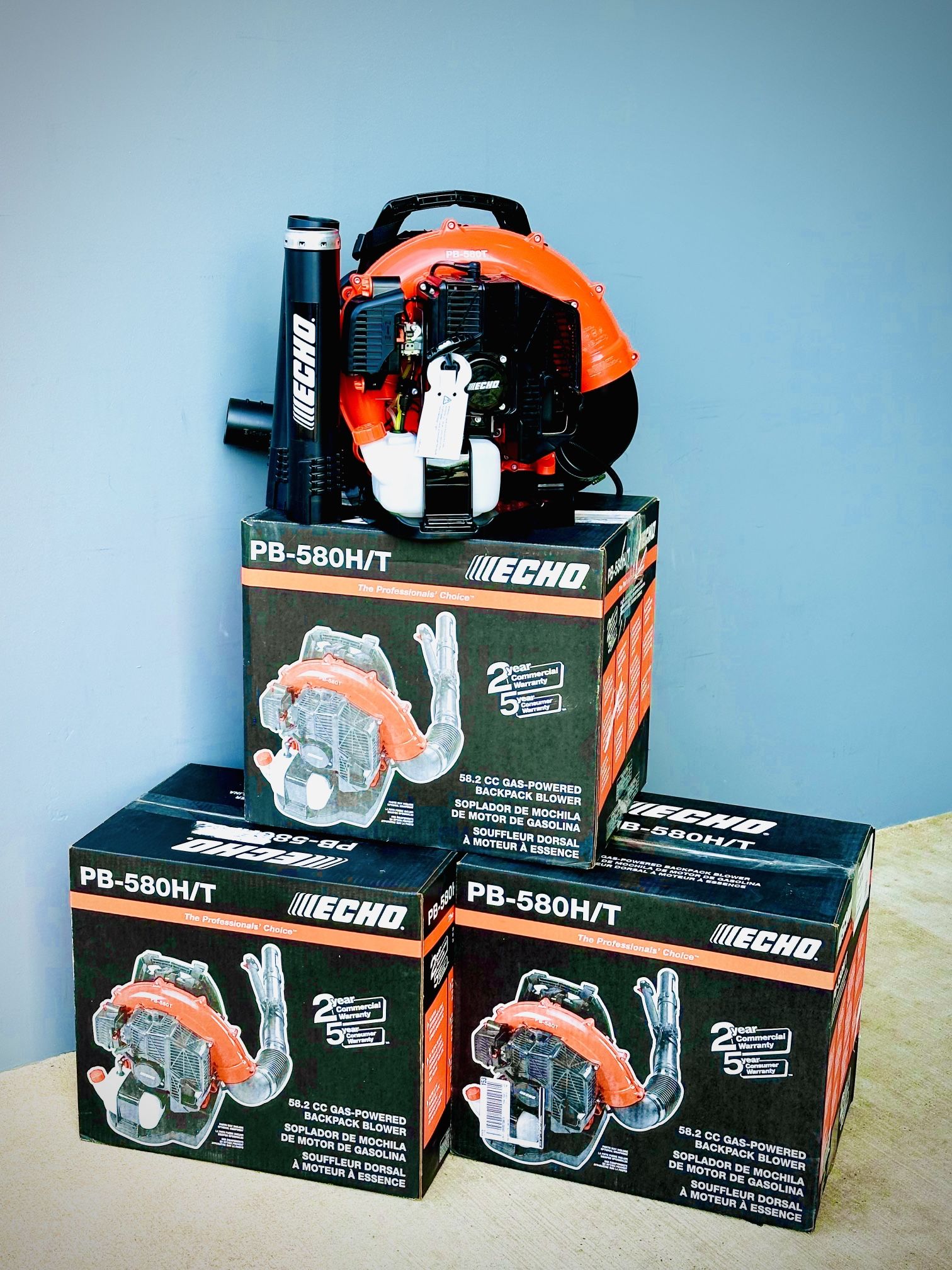 New Echo 216 MPH 517 CFM 58.2cc Gas 2-Stroke Backpack Leaf Blower with Tube Throttle Model PB-580T