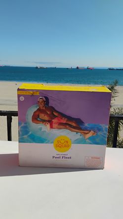 Sun Squad Inflatable Pool Float Lounge with Cup Holder — New