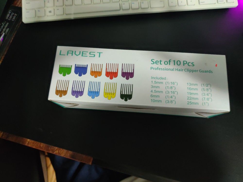 10 Professional Hair Clipper Guards Cutting Guides Compatible with Most Wahl Clippers with Organizer, Color Coded Clipper Combs Replacement - 1/16" to