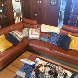 Fox Leather Coach L Shape Sectional 