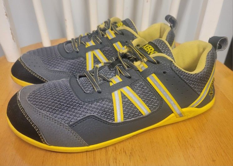 Xero Shoes Prio Men's Gray Yellow Barefoot Minimalist Sneakers Size 8.5