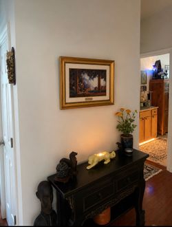 Franklin Mint “Daybreak” by Maxfield Parrish limited edition porcelain artwork. Overall size is 18” x 13” in the original gold frame. Limited Edition