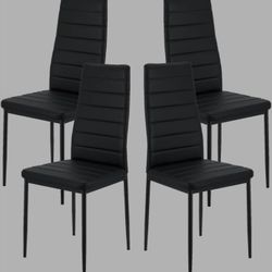 4 Modern Dining Chairs, Black 