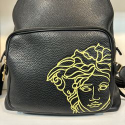 Versace Black Leather Backpack 