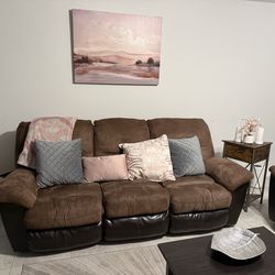 2 Reclining sofas and rocking chair for sale