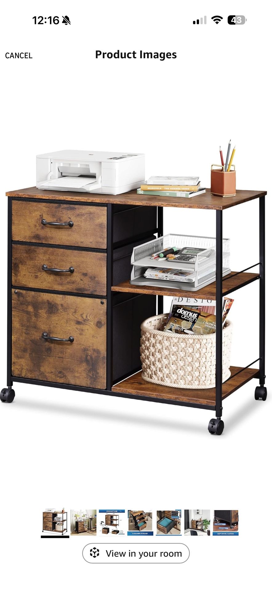 Printer stand with file cabinet