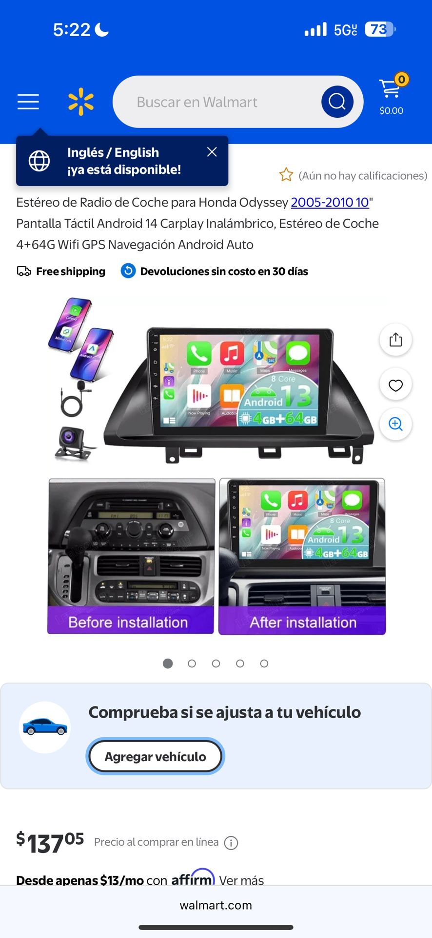Estéreo de pantalla para honda odyssey