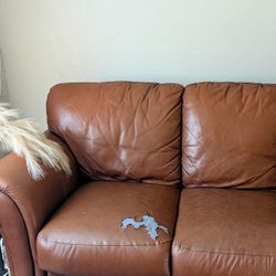 Brown Leather Couch 