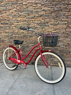 Phat Cycles “ Sachi “ 26 inch Beach Cruiser w/ Basket Cherry Red