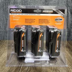 Ridgid 18V 2 Ah Max Output Lithium Ion Batteries 3 Pack 