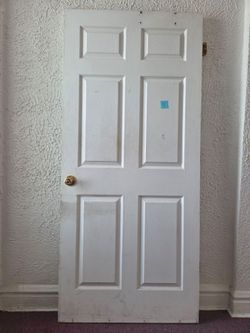 White 6-Panel Interior Door with Brass Knob 36x80