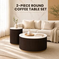 Two Piece Round Coffee Table Set