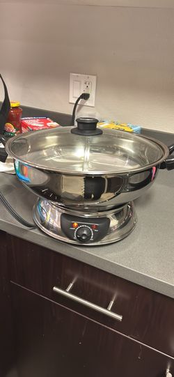 Sonya 5.1 L Electric Dual-Sided Shabu Shabu & Mongolian Hot Pot – Stainless Steel, Large Capacity for Family Meals & Hot Pot Parties