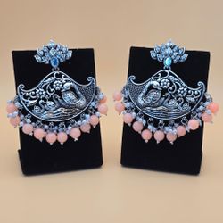 Peach Color Oxidized Earrings 