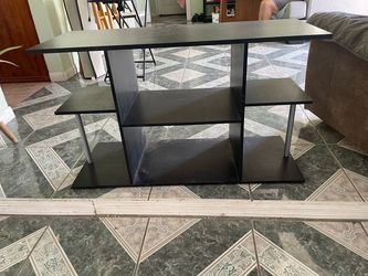 Black TV Stand with Open Shelves