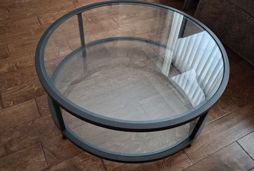 Modern Round Glass Coffee Table (38" x 15")