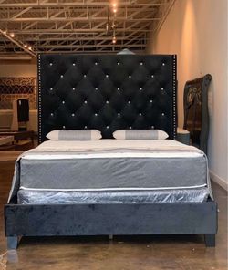 BRAND NEW QUEEN SIZE 6FOOT TALL BED FRAME  WITH NEW MATTRESS SET/FAST DELIVERY