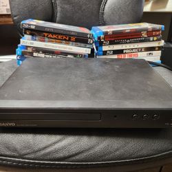 Sanyo Blu Ray + DVD Player with Original Remote and 17 NEW + SEALED Blu Ray Movies