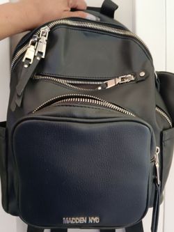 Madden NYC Black Faux Leather Backpack. **TAKING OFFERS **