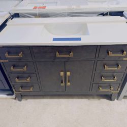 Brand New Black Oak 48" Single Vanity with Marble Top in White  $699 
