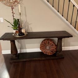 RH- Balustrade Salvaged Wood Console Table 71” Wide Dark Brown