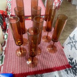 10 Acrylic Amber Champagne Glasses 
