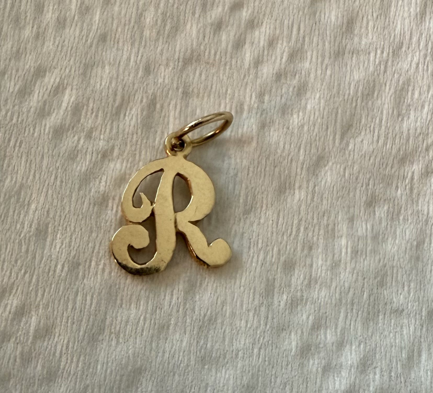 Dainty 14k Solid Gold Letter “R” Charm/Pendant